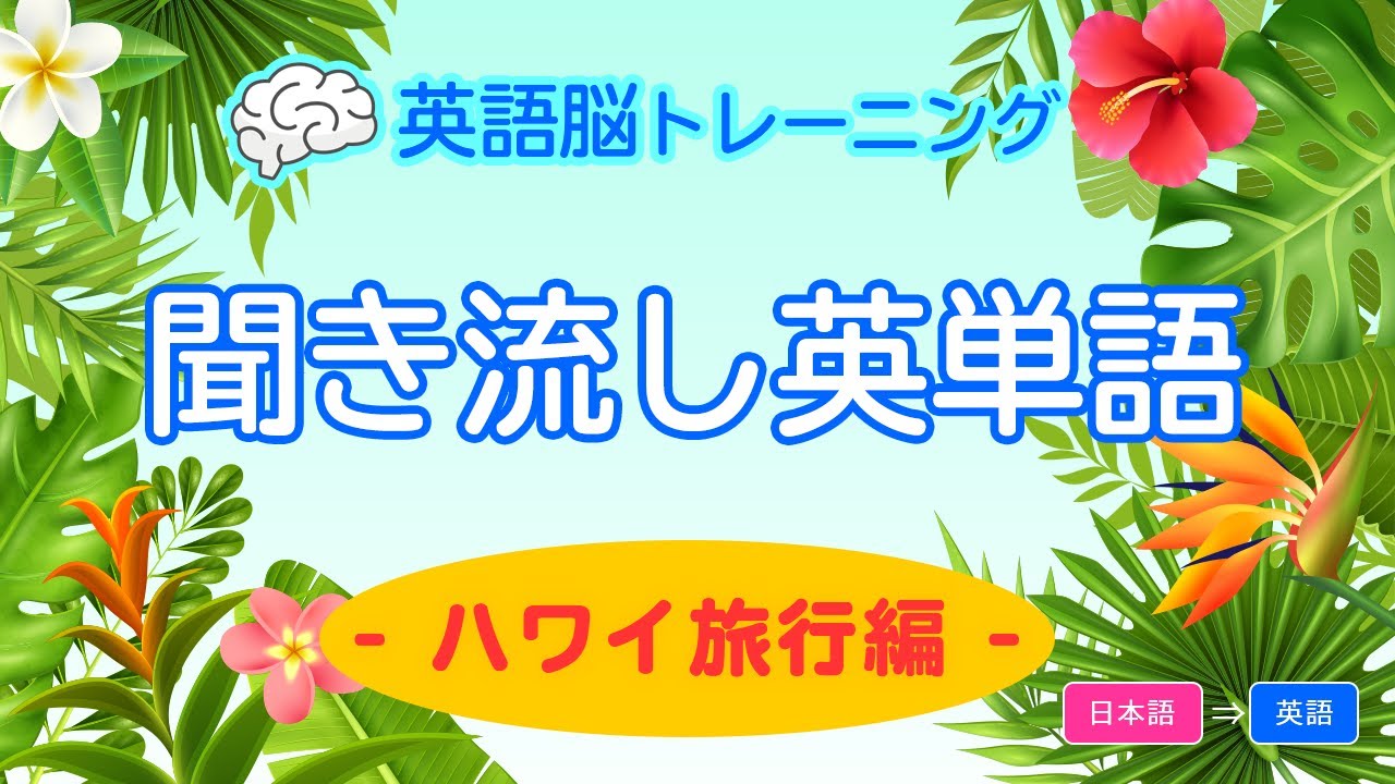 楽しく脳トレ 英語脳を作る聞き流し英単語 ハワイ編 25分 日本語 英語 Youtube