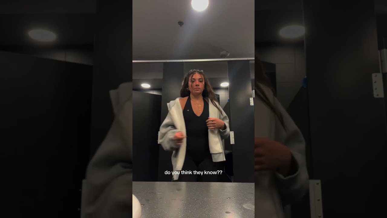 Flexing My Back Muscles in the Gym Bathroom