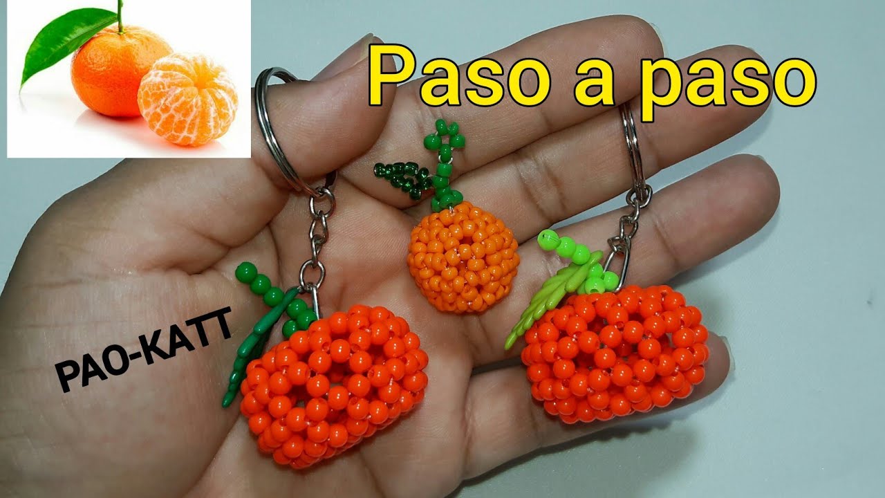 Como hacer una MANDARINA con cuentas o perlas. (1 hilo)
