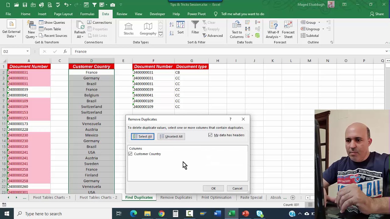 Find And Remove Duplicates in Excel Tables - YouTube