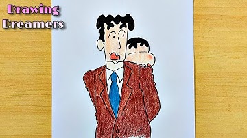 How to Draw Hiroshi Nohara Drawing step by step || Shinchan Dad Drawing || Color Drawing