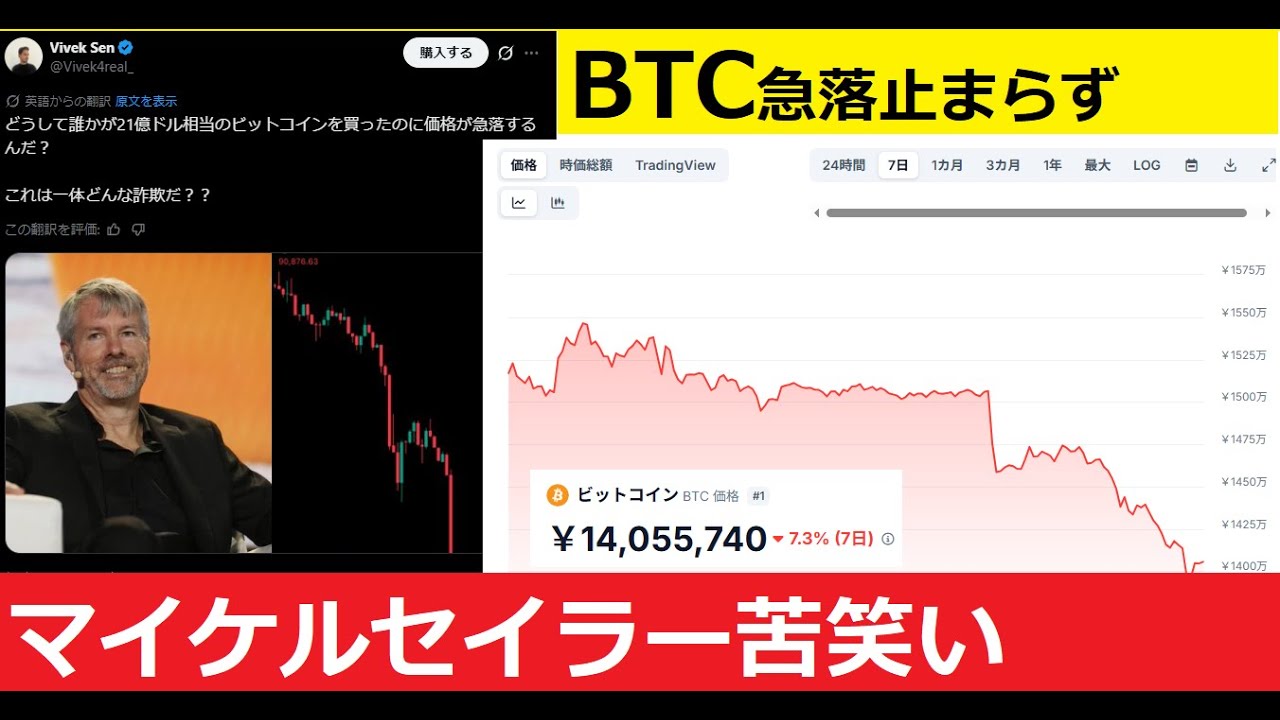 中堅投資家】ビットコインBTC暴落継続・・・。 - YouTube