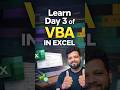 VBA DAY 3 🔥Today Excel reads data and responds using VBA #excel #shorts #trending #education