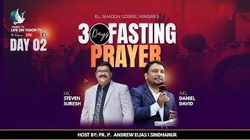 Day 02 | Evening Session 3 Days Fasting Prayer | Evg. Daniel David | Sindhanur | Vision TV Live