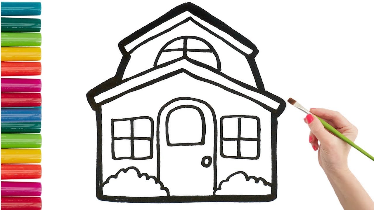 How to Drawing, Coloring, Painting House Drawing and Coloring for Kids & Toddlers YouTube