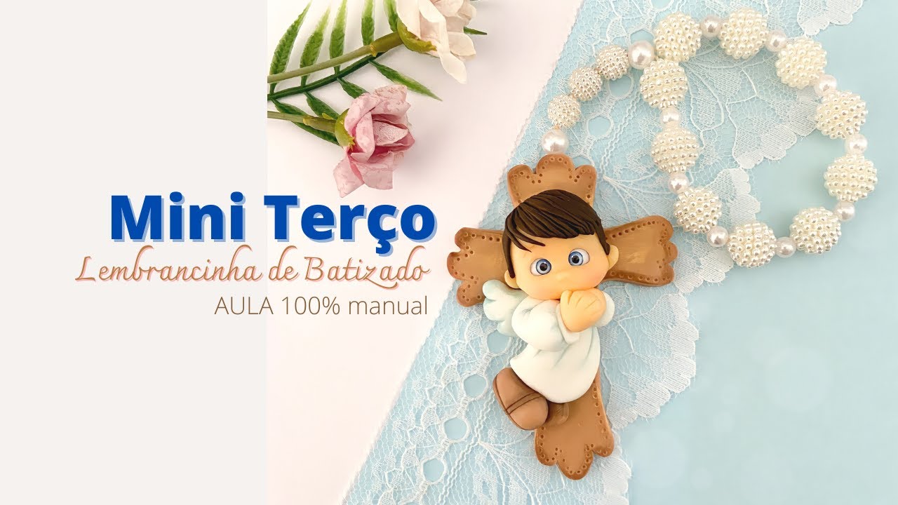 Mini Terço lembrancinha para Batizado | Passo a Passo em Biscuit