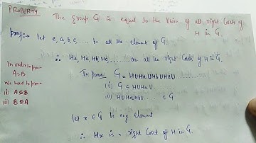 The Group G is equal to the union of all the right(left) Cosets of subgroup H in G.