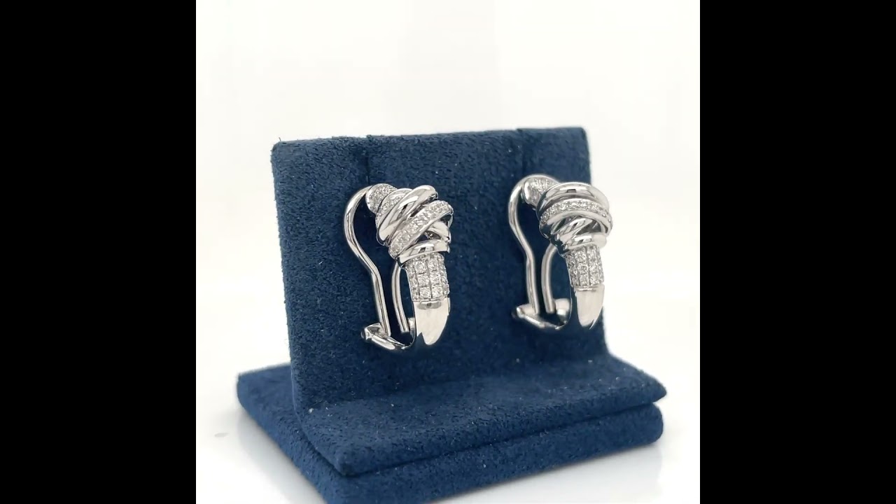 18Kt White Gold Diamond Criss-cross Earrings