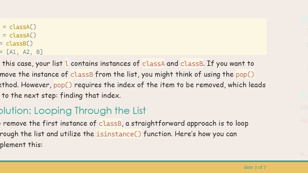 How to Remove the First Instance of a Class from a List in Python