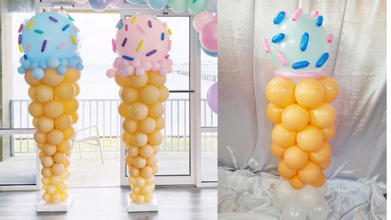 Balloon Ice Cream Cone DIY Tutorial Without Stand YouTube