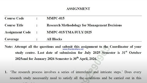 IGNOU MMPC-015 Solved Assignment July 2025 Jan 2026 [FREE] MBA  research Methodology of management