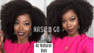 HOW TO:  Wash And GO on 4c Natural Hair ft. Kinky Full Lace Wig