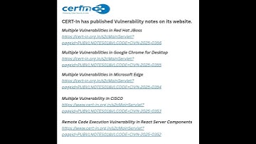 CERT-In has published Vulnerability notes on its website.