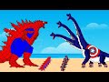 Team SPIDER GODZILLA vs Team CAPTIAN BRACHIOSAURUS | Godzilla Cartoon Compilation