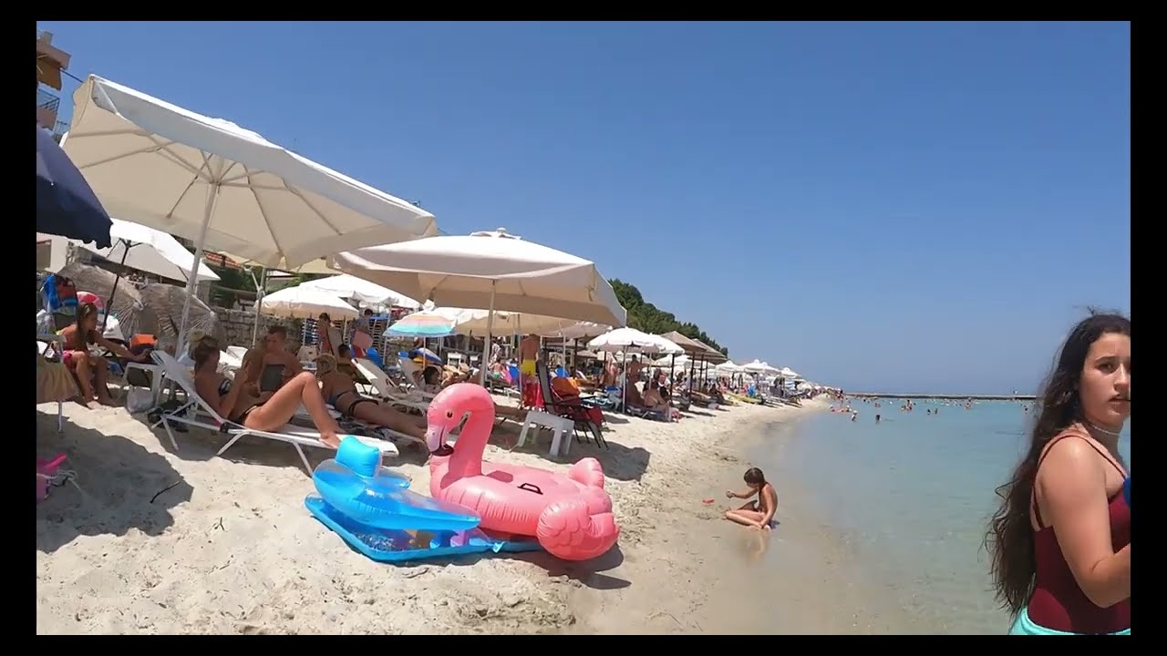 Greece Kallithea Halkidiki  - Public beach-4K 
