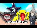 Spongebob Jadi Sea Eater &amp; Sonic tapes &amp; Robot Prototype - Sea Eater Morphs (Roblox Indonesia)