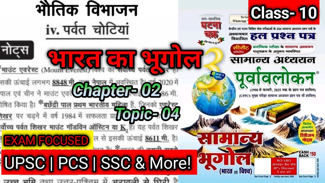 पर्वत चोटियाँ | अध्याय 2: भौतिक विभाजन | भारत का भूगोल | घटना चक्र पूर्वावलोकन 