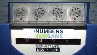 Evening Numbers Game Drawing: Thursday, November 1, 2012