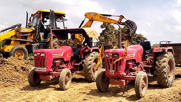 Jcb 3dx Backhoe Loader Machine Loading Mud In Mahindra 475 Di Tractor | Jcb Cartoon | Jcb Video |Jcb