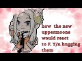 How the new uppermoons react to Female Y/n hugging them||demon king tanjiro AU||