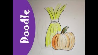 Harvest: draw a pumpkin and a haystack for todays Daily doodle