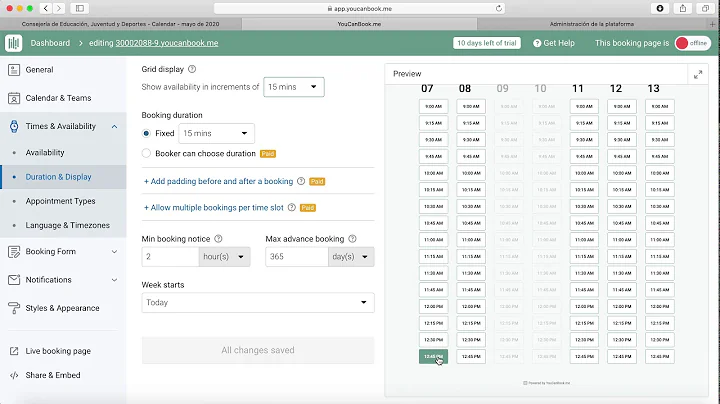 Youcanbookme tutorial