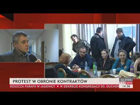 Katowice: okupacja siedziby NFZ (TVP Info, 18.12.2013)