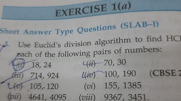EUCLIDS DIVISION LEMMA # CLASS-X # EXE-1(a) under MBOSE