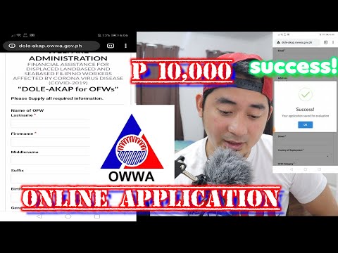 DOLE AKAP OWWA Online application para sa P10,000 one time Cash assistance