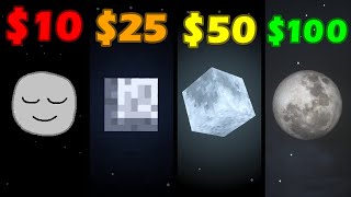 minecraft Moon for 0$ vs 10$ vs 25$ vs 50$ vs 100$ be like