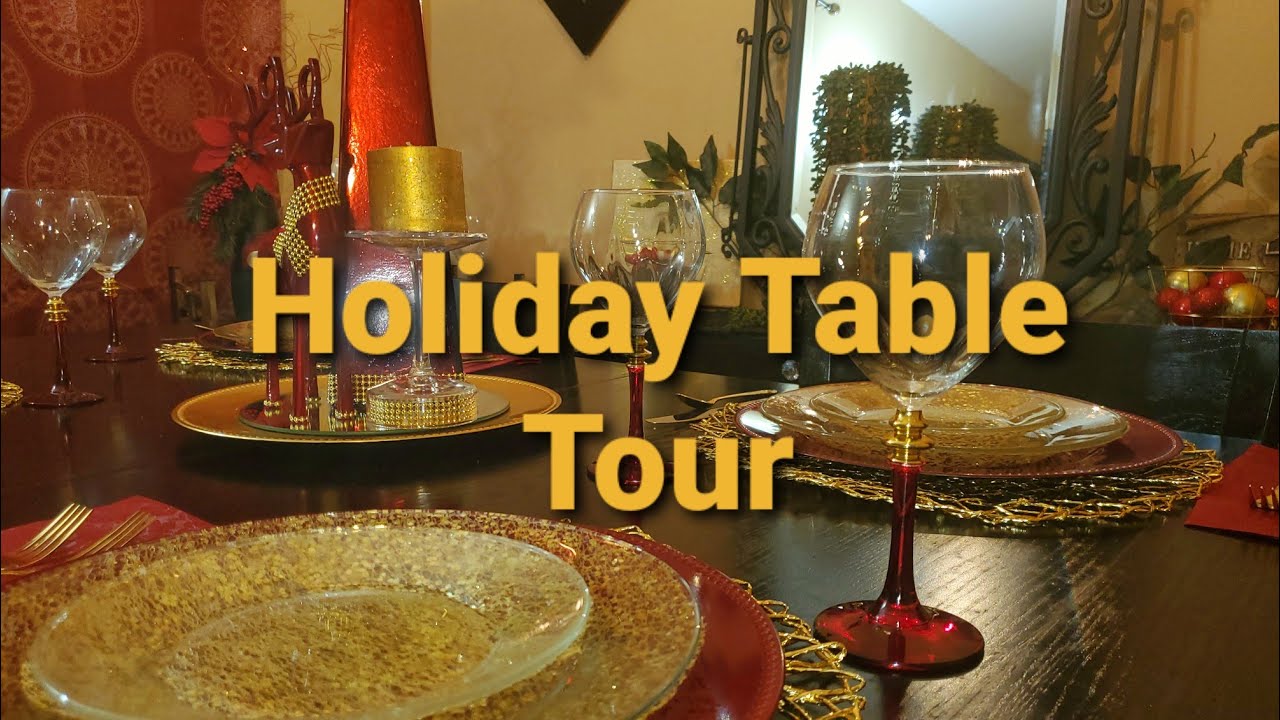 Holiday Table Tour | Elegant Holiday Table setting| Holiday Decorating ideas with Red & Gold