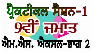 PSEB | 9th Class | Practical - MS Excel Part-2