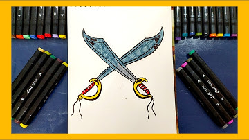 How to draw pirate sword step by step