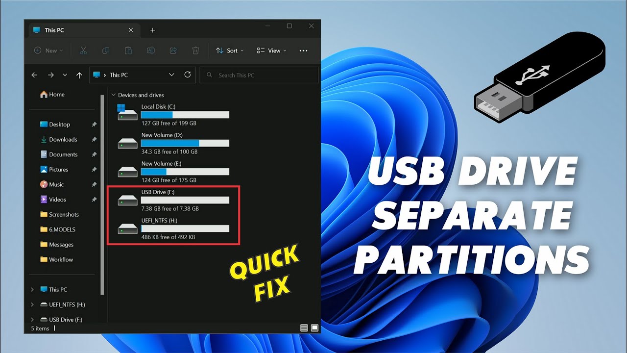 How to fix a usb drive fragmented into separate partitions youtube
