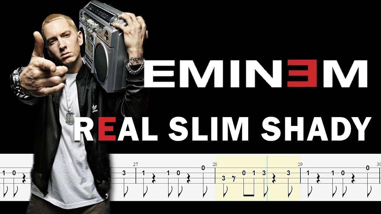 Эминем табы. The real Slim Shady на гитаре. The real Slim Shady Ноты. Табы Eminem the real Slim.