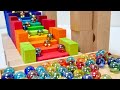 マーブルラン☆小さな大工さん&HABA木製スロープとグリムス虹の階段コース♪木とビー玉のいい音色