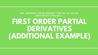 First Order Partial Derivatives (Additional Example)