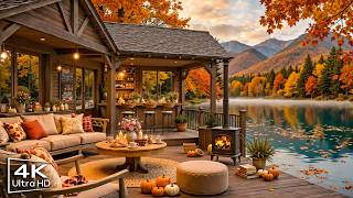 Cozy Fall Coffee Shop Ambience 🍂 Jazz Relaxing Music & Warm Fireplace Sounds for Studying, Working