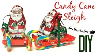 Candy Cane Sleigh DIY | Dollar Tree Easy tutorial on how to make a Candy Cane Christmas Sleigh. Easy and inexpensive gift. All 
