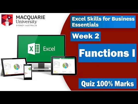 Excel Skills for Business Essentials, Week 2 | Functions Quiz 1 | Solution | Get 100% Grades