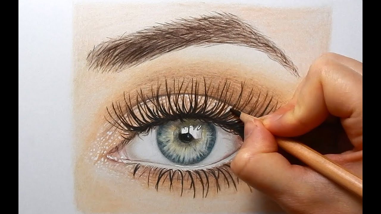  Drawing Coloring an eye with colored pencils Emmy Kalia - YouTube