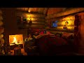 Deep Sleep in a Cozy Winter Hut and Cat | Relaxing Blizzard &amp; Fireplace 4k
