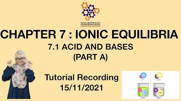 Tutorial 7.1 Acid and Bases (Part A) (Recording)