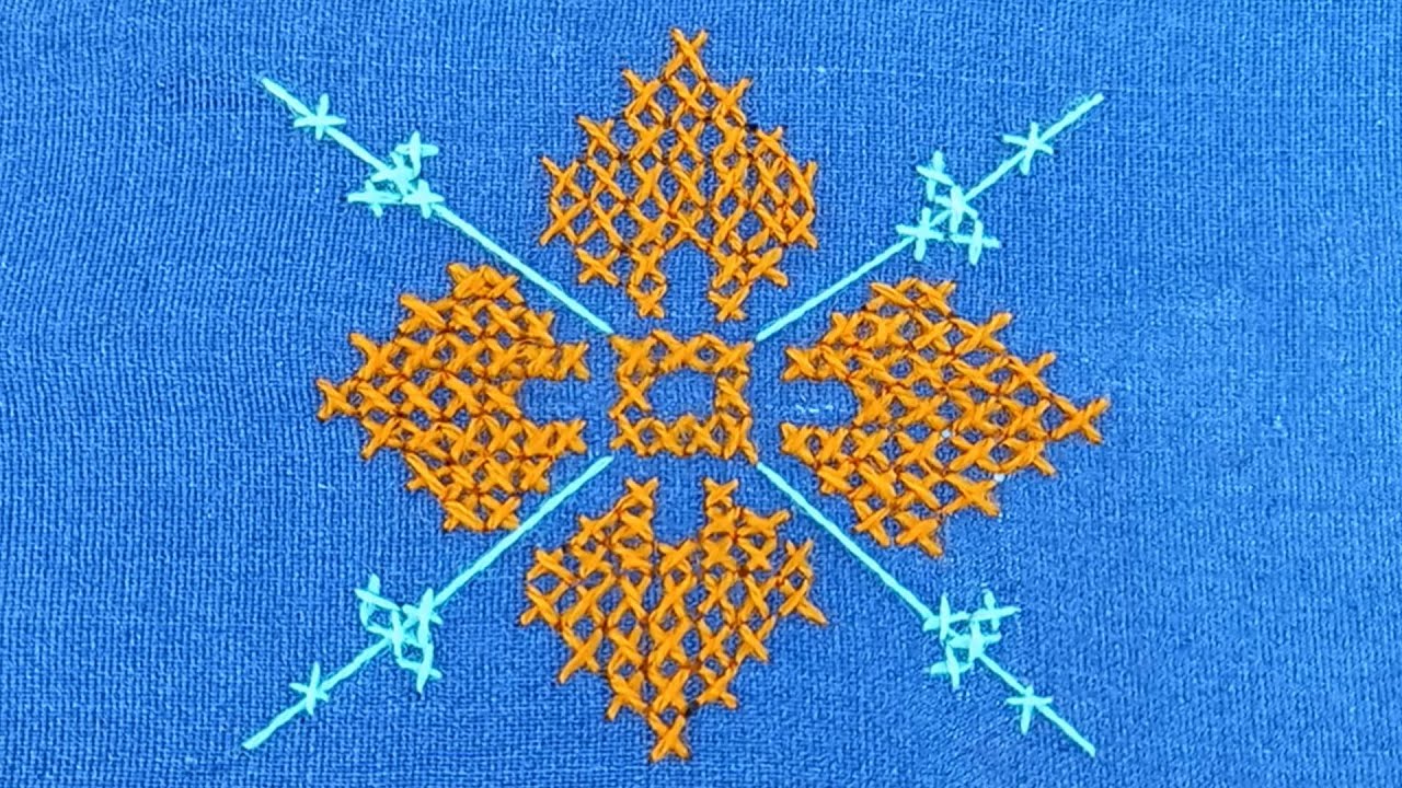 Cross Stitch Flower Design Embroidery Tutorial for Beginners/Threads