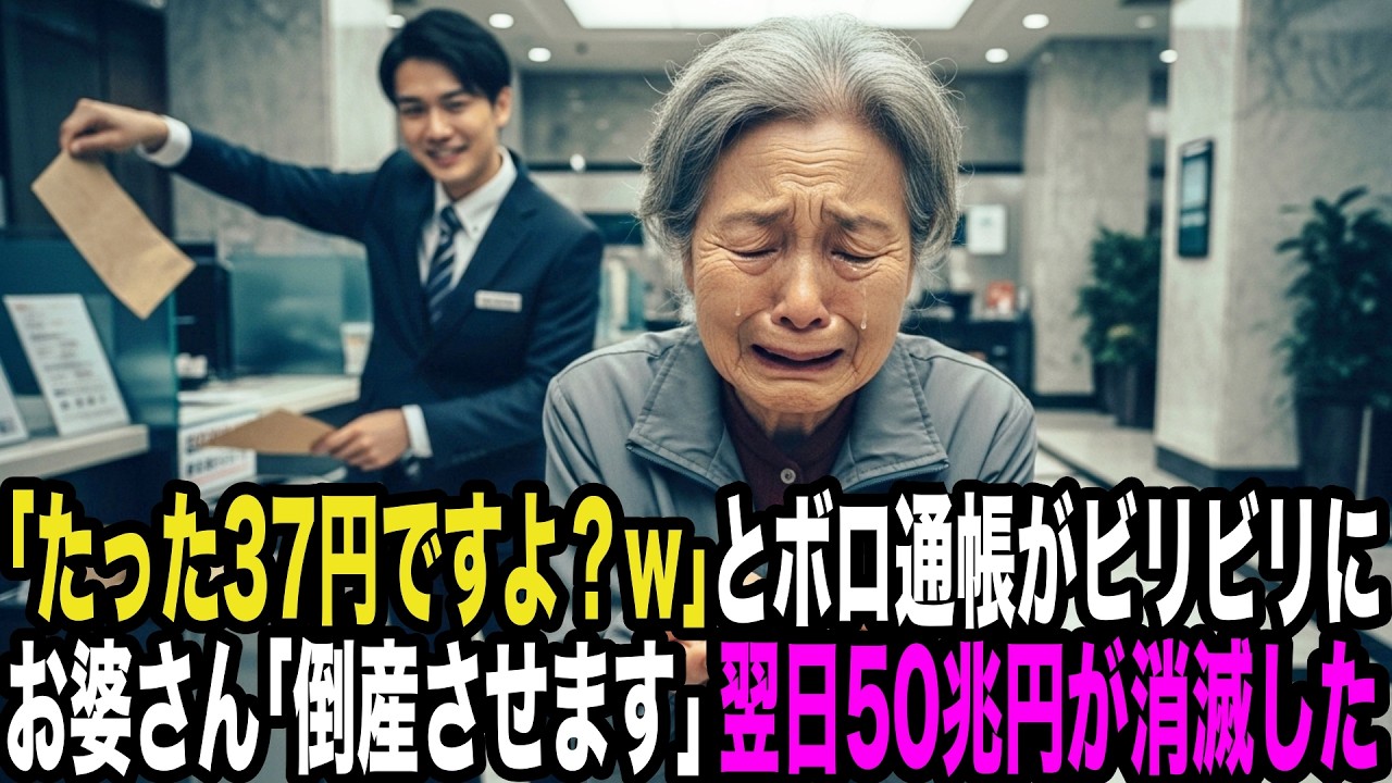 銀行員「かわりに捨てときますねw」とボロ通帳がビリビリに。お婆さん「倒産させます」翌日、50兆円が消滅した…