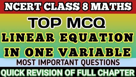 Best MCQ Class 8 Linear Equations in One Variable || MCQ Class 8 Chapter 2 NCERT + EXEMPLAR MCQ