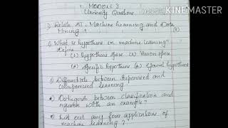 Famous Machine Learning / Lecture 13 ( MODULE 1) University Questions Profile