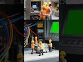 3D render miniature style, construction workers are building a giant open ATM machine