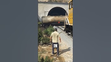 What happens when you put an oil tanker in front of train in GTA ganes! #shorts #gta #grandtheftauto