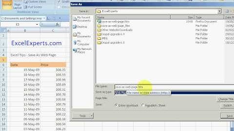 ExcelExperts.com - Excel Tutorial - Save As Web Page
